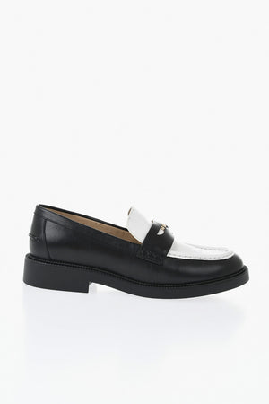 MICHAEL Leather Loafers EDEN Two-Tone With Gold Detail
