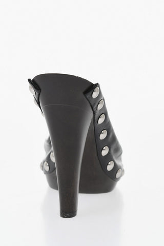 Leather Open-Toe Sandals with Studs 12cm