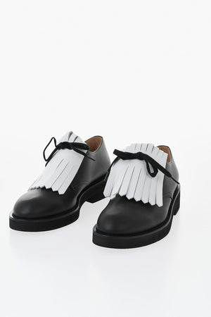 Leather Derby Shoes With Fringe