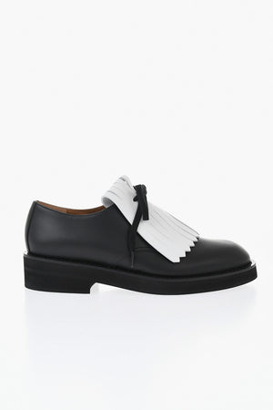 Leather Derby Shoes With Fringe