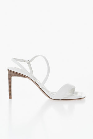 Leather Thong Sandals LIMONE With Square Toe, 9cm Heel
