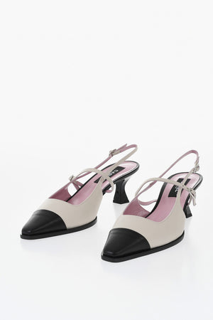 Two-Tone Leather Slingbacks CECILE 6.5cm Heel