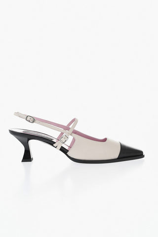 Two-Tone Leather Slingbacks CECILE 6.5cm Heel