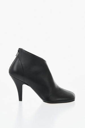 Leather Ankle Boots with Side Zip 10cm