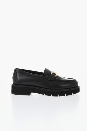 Leather Loafers MARYAN LUG With Gold Gancini Detail