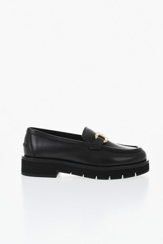 Leather Loafers MARYAN LUG With Gold Gancini Detail