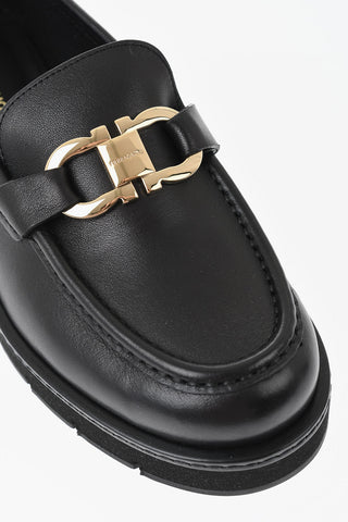 Leather Loafers MARYAN LUG With Gold Gancini Detail