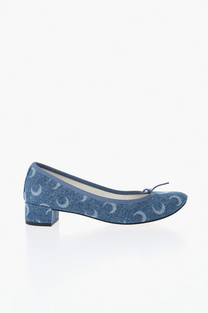 REPETTO X MARINE SERRE Ballerine in Denim con Stampa Luna All-Over Tacco 3.5cm