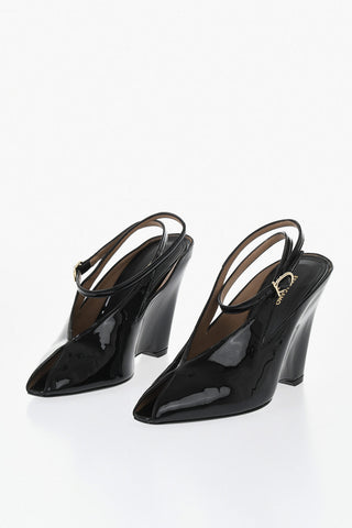 Open-Toe Patent Leather Sandals ARCADIA With 12cm Wedge
