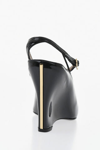 Open-Toe Patent Leather Sandals ARCADIA With 12cm Wedge