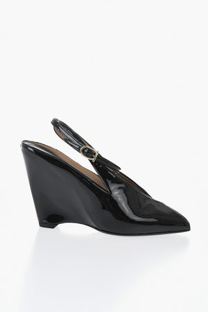 Open-Toe Patent Leather Sandals ARCADIA With 12cm Wedge