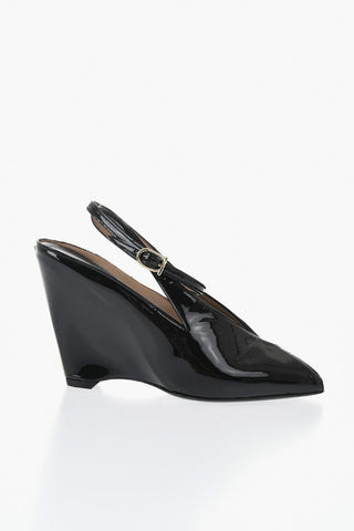 Open-Toe Patent Leather Sandals ARCADIA With 12cm Wedge