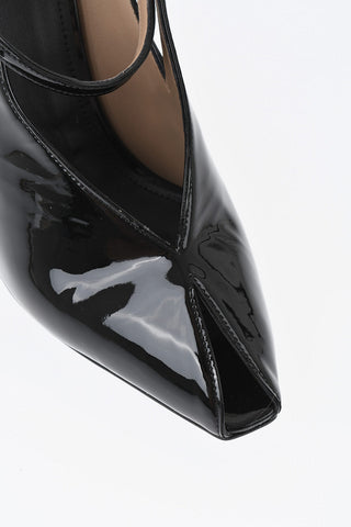 Open-Toe Patent Leather Sandals ARCADIA With 12cm Wedge