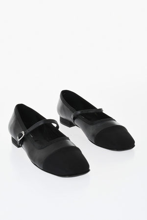 Leather Mary Jane Flats GISELE in Solid Color