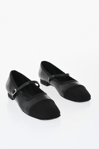 Leather Mary Jane Flats GISELE in Solid Color