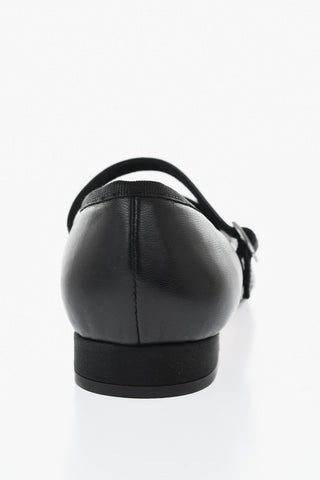Leather Mary Jane Flats GISELE in Solid Color