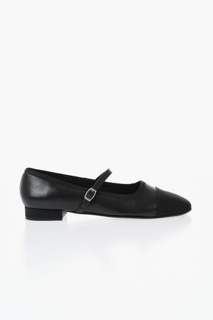 Leather Mary Jane Flats GISELE in Solid Color