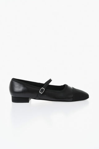 Leather Mary Jane Flats GISELE in Solid Color