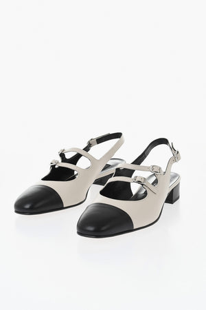 Two-Tone Leather Mary Jane Slingbacks ABRICOT 24 3.5cm Heel
