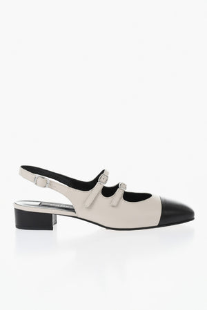 Two-Tone Leather Mary Jane Slingbacks ABRICOT 24 3.5cm Heel