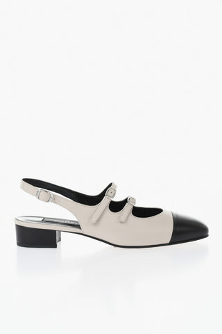 Two-Tone Leather Mary Jane Slingbacks ABRICOT 24 3.5cm Heel