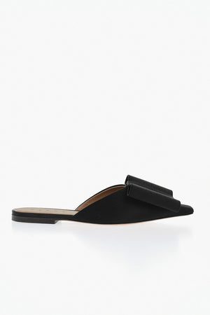 Sabot in Satin con Punta Squadrata e Maxi Fiocco