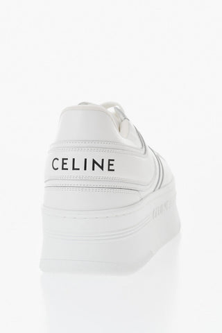 Sneakers Basse in Pelle a Tinta Unita con Platform 5cm