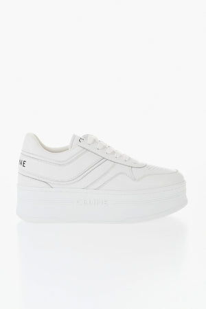 Niedrige Sneaker aus Leder in Uni mit 5 cm Plateau