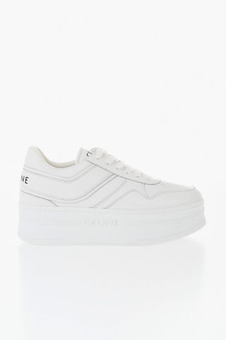 Sneakers Basse in Pelle a Tinta Unita con Platform 5cm