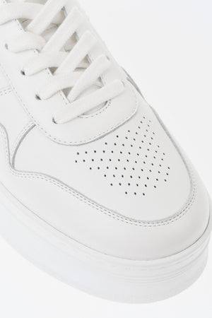 Leather Low Sneakers in Solid Color with 5cm Platform