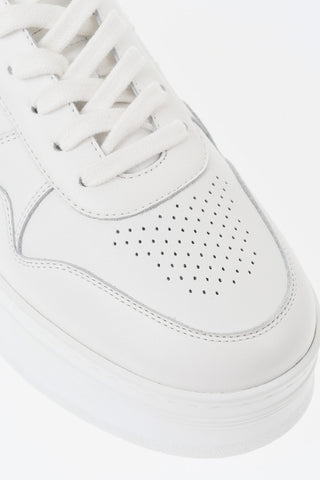 Sneakers Basse in Pelle a Tinta Unita con Platform 5cm
