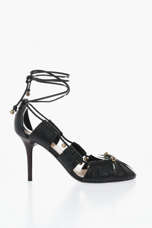 Decollete' Lace-up in Pelle con Dettagli Dorati Tacco 9.5cm