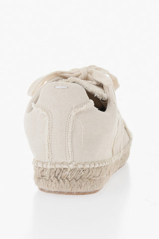 MM22 Cotton Low Sneakers with Raffia Sole