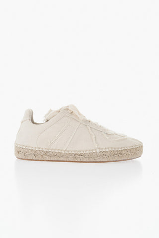 MM22 Cotton Low Sneakers with Raffia Sole