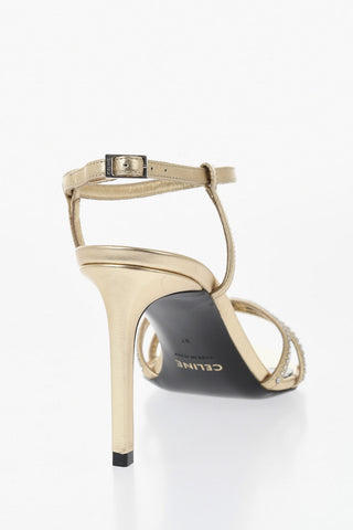 Laminated Leather Sandals with Rhinestones 9cm