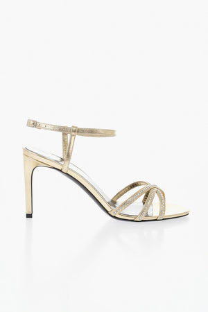 Sandalen Aus Laminiertem Leder Mit Strass 9cm