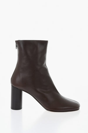 Leather Square-Toe Ankle Boots 9cm