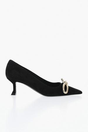 Pumps ANNIE aus Veloursleder mit Metalldetail, 6 cm Absatz