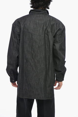 MAGLIANO Camicia in Cotone Chambray con Profondo Scollo a V