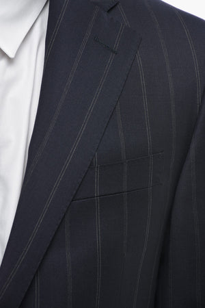 Virgin Wool Pinstripe Suit LEADER with Flap Pockets