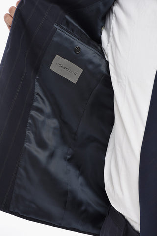 Virgin Wool Pinstripe Suit LEADER with Flap Pockets