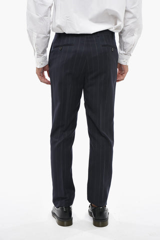 Virgin Wool Pinstripe Suit LEADER with Flap Pockets