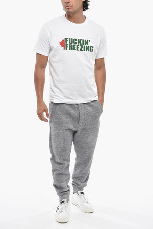 Cotton Crewneck T-Shirt With Contrast Print