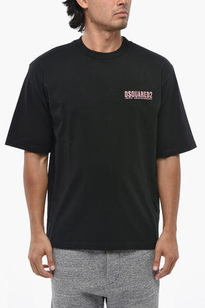 Cotton Crewneck T-Shirt With Back Print