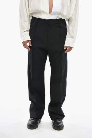 Stretch Virgin Wool Pants With Side Zip