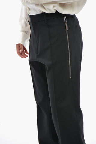 Stretch Virgin Wool Pants With Side Zip