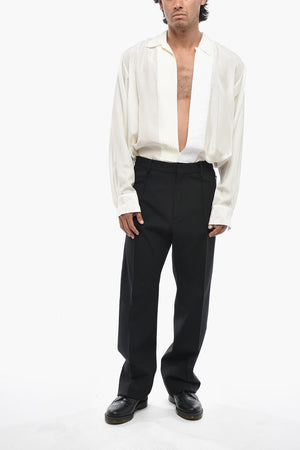 Stretch Virgin Wool Pants With Side Zip