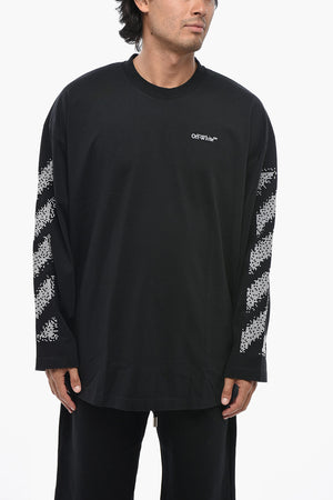 T-Shirt Girocollo PIXEL DIAG a Maniche Lunghe con Ricami