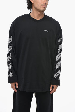 Long-Sleeve Crewneck T-Shirt PIXEL DIAG with Embroidery