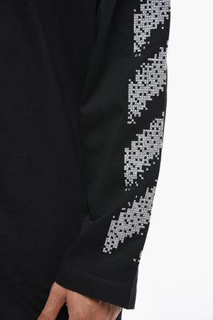 T-Shirt Girocollo PIXEL DIAG a Maniche Lunghe con Ricami